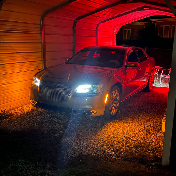 2018 Chrysler 300 LTD Installed Smoked Lens Amber/Red Full LED Side Marker Light Kit