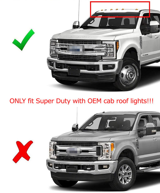 5pc Clear Lens White LED Cab Roof Marker Replacements For Ford 2017-22 F250 F350