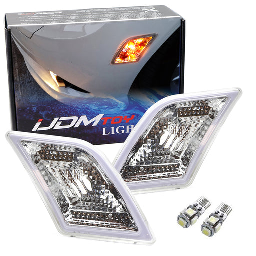 Clear Lens Side Marker Lights w/Amber LED For 08-11 Mercedes W204 C250 C300 C350