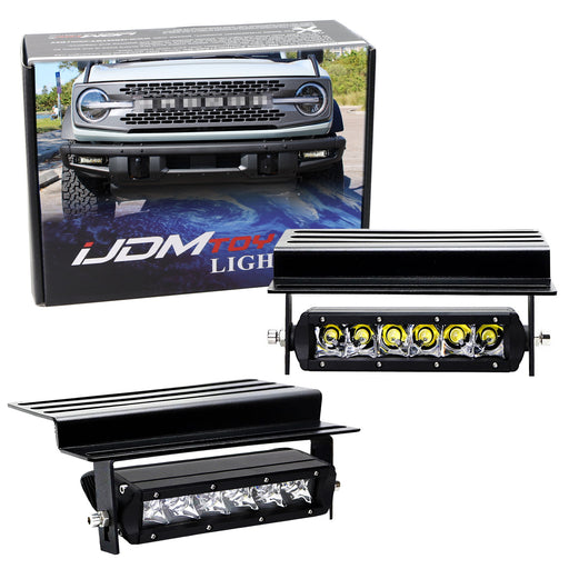 Modular Bumper Mount 6" Mini-SR LED Light Bars w/ Relay Brackets For Ford Bronco