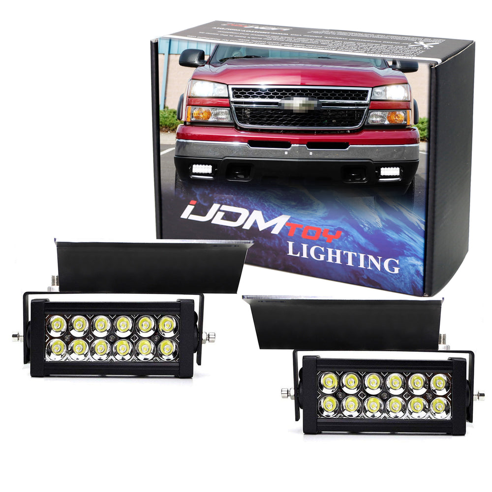 Double-Row 36W LED Lightbar Fog Lamp Kit For Chevy Avalanche Silverado 2500 3500