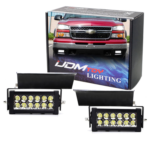 Double-Row 36W LED Lightbar Fog Lamp Kit For Chevy Avalanche Silverado 2500 3500