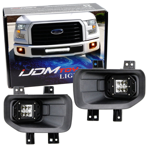 Amber 24W Flush Mount LED Pod Fog Light Kit For 2015-20 F150 & 2017-20 F250 F350