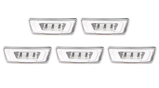 5x Clear/Chrome Lens White LED Front Cab Roof Marker For Kenworth T680 T770 T880