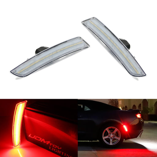 Clear 90-SMD Red LED Rear Side Marker Lights For 2016-up 6th Gen Chevy Camaro