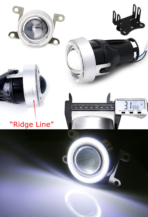 3" Projector Fog Light Lamps w/ 7000K White LED Halo Angel Eyes Rings For Car
