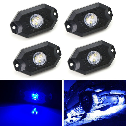 Blue 3-CREE 9W High Power LED Rock Light Kit For Jeep Truck SUV Off-Road Boat