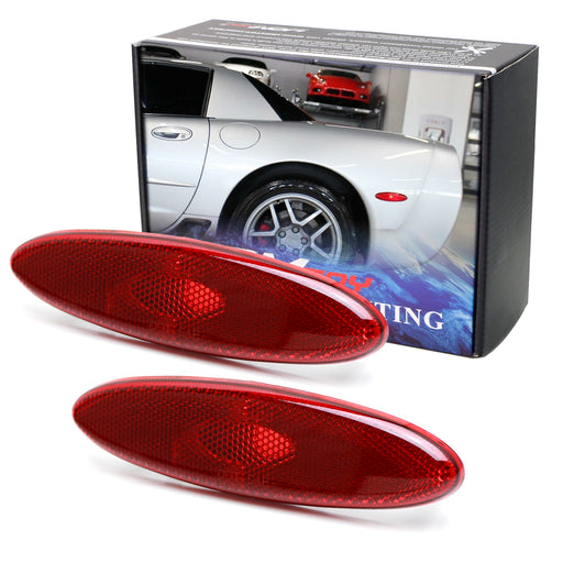 OE-Spec Red Lens Rear Side Marker Lamp Housings For 1999-2004 Chevy C5 Corvette