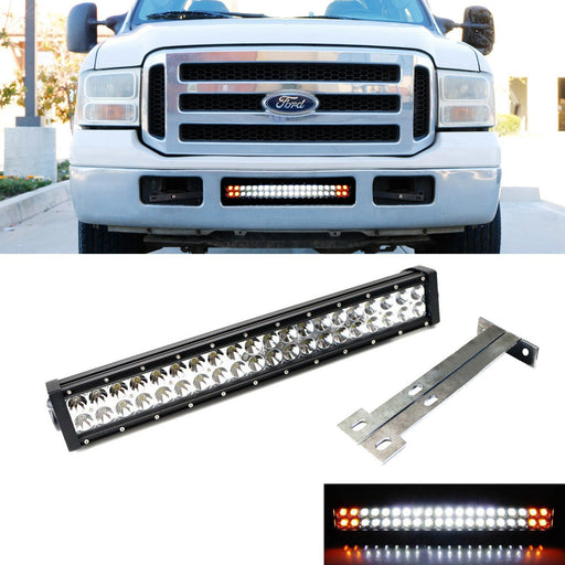 Strobe Function Lower Grill LED Ligth Bar w/ Bracket Wire For 99-07 Ford F250...