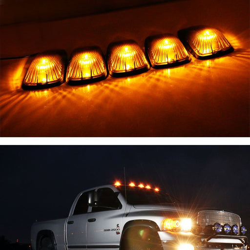 (5) Smoked Lens Cab Roof Marker Running Lamps w/ Amber LED Lights For Truck 4x4