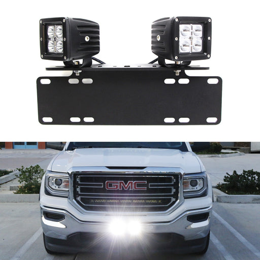 40W CREE LED Pods w/ License Plate Bracket, Wirings For Truck Jeep ATV 4WD 4x4