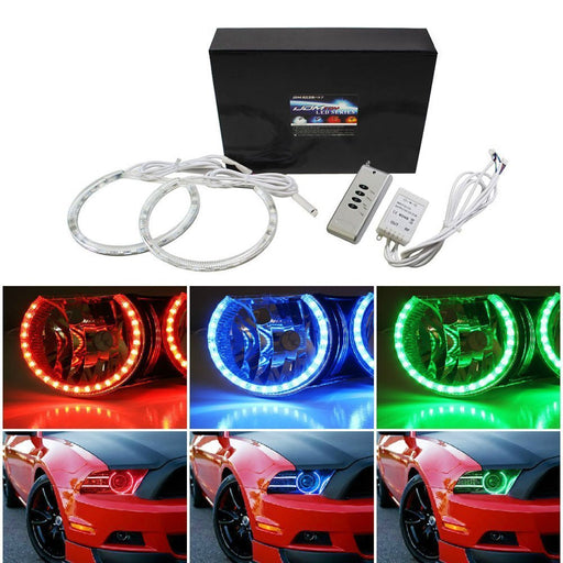 Wireless RGB 7-Color LED Angel Eyes Halo Rings Kit For 13-14 Ford Mustang