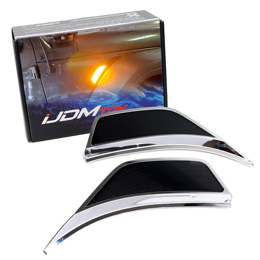 White/Amber Dual Color LED Illuminated Fender Side Marker Lights For Jeep JL JT