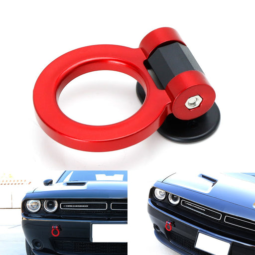 Universal Red Ring Track Racing Style Tow Hook Look Decoration For Any Car SUV