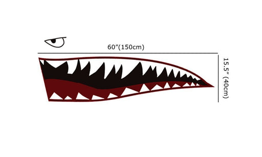 Complete Set 60" Full Size Shark Mouth w/ Eye Die-Cut Vinyl Decals For Car Truck