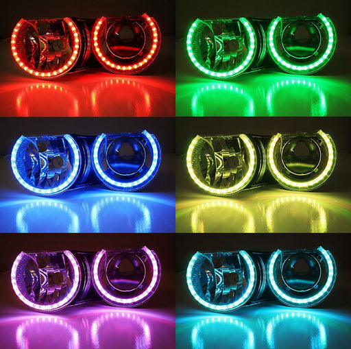 Wireless RGB 7-Color LED Angel Eyes Halo Rings Kit For 13-14 Ford Mustang
