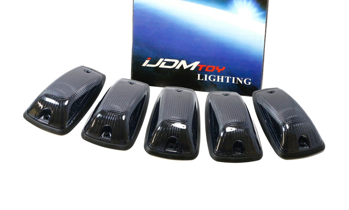 (5) Smoked Lens Cab Roof Marker Running Lamps w/ White LED Lights For Truck 4x4