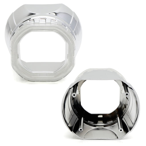 Chrome 2.5" Octagon Halo Ring Trim Mini H1 Headlamp Projector Decorative Shrouds