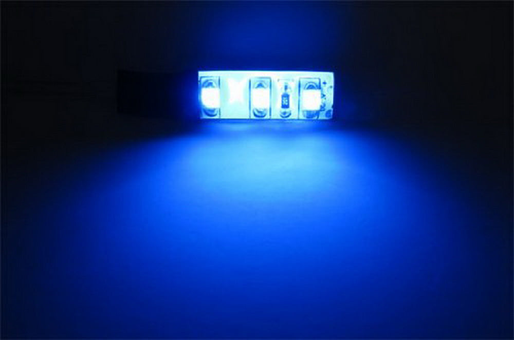 3-SMD Blue LED Strip Lights For Cup Holder Gauge Cluster Glove Box Foot Area