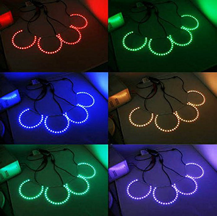 Wireless RGB 7-Color LED Angel Eyes Halo Rings Kit For 07-14 GMC Chevy Truck SUV