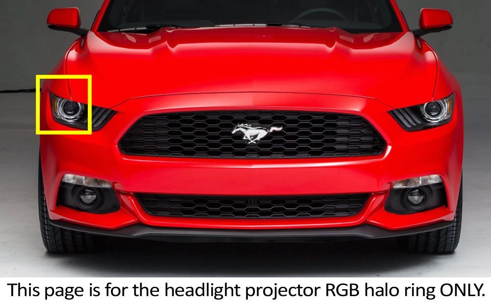RGB 7-Color LED Angel Eye Halo Rings For 2015-2023 Mustang Projector Headlights