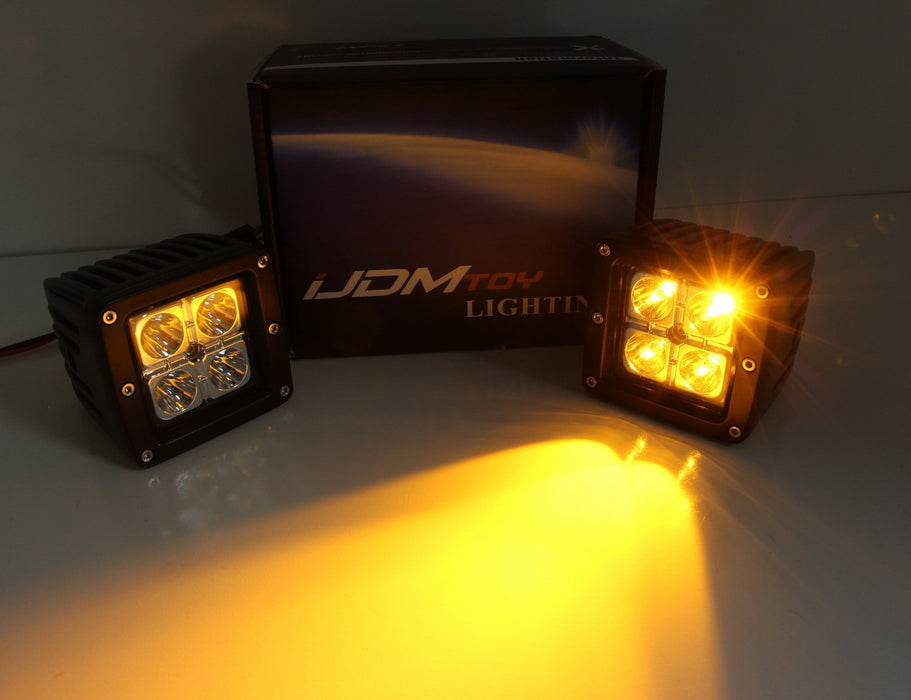 3-Inch Cubic 20W CREE Amber LED Pod Lights For Truck Jeep Off-Road ATV 4WD 4x4