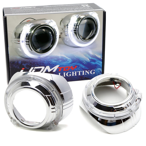 S-MAX Style White LED Halo Ring Angel Eye Shrouds For 3" H1 Headlamp Projectors