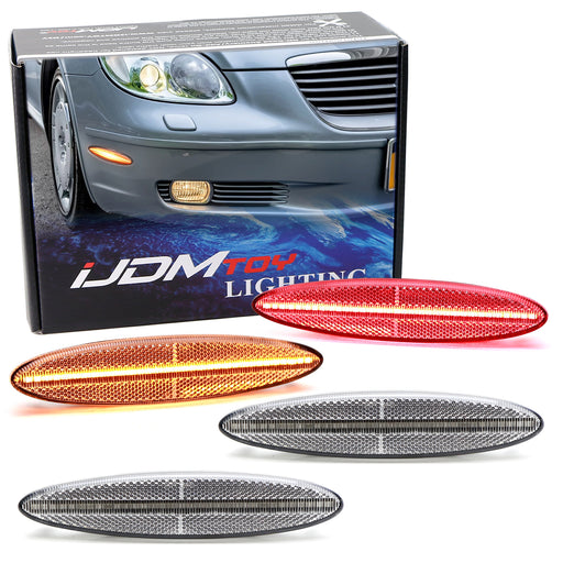 Clear Amber/Red Full LED Strip Bumper Side Marker Lights For 2001-10 Lexus SC430