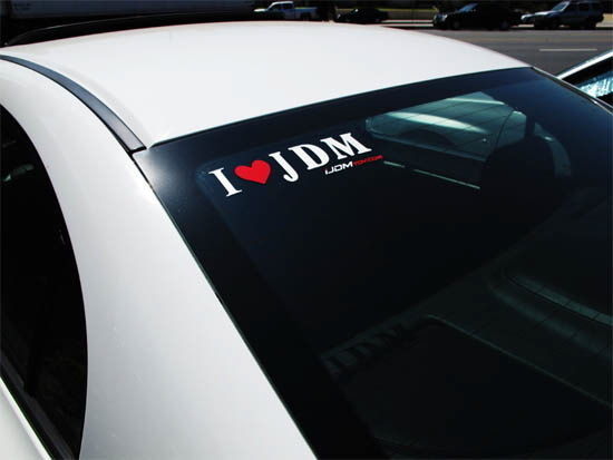 iJDMTOY Gift Set - (2) I Love JDM License Plate Frame, (2) Window/Bumper Decals