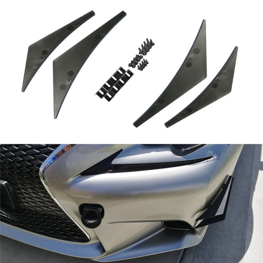 4pcs Black Front Bumper Canard, Body Diffuser Fins, Universal Fit For Any Car
