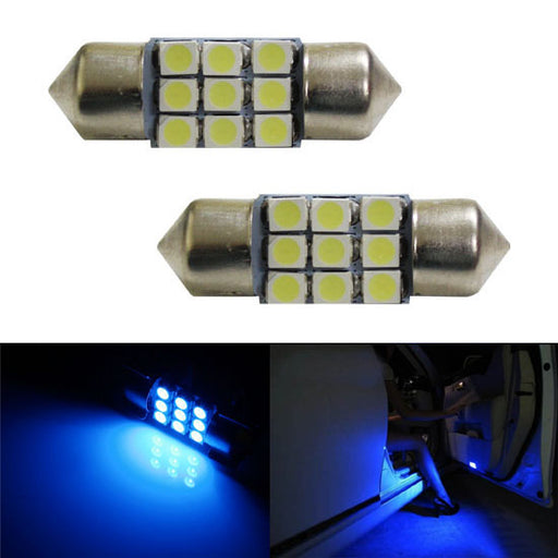 Ultra Blue 9-SMD-1210 1.25" DE3175 DE3022 LED Bulbs For Step Side Door Lights