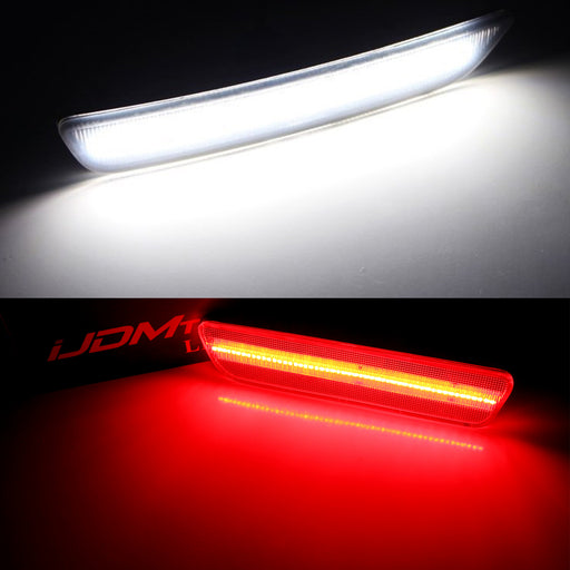Smoked Lens White/Red Front/Rear LED Side Marker Lights For 10-14 Ford Mustang