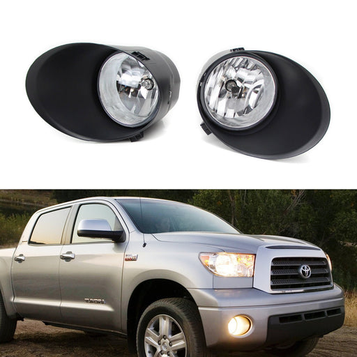 Complete Clear Lens Fog Light Kit w/ Bezel Covers Wiring For 07-13 Toyota Tundra