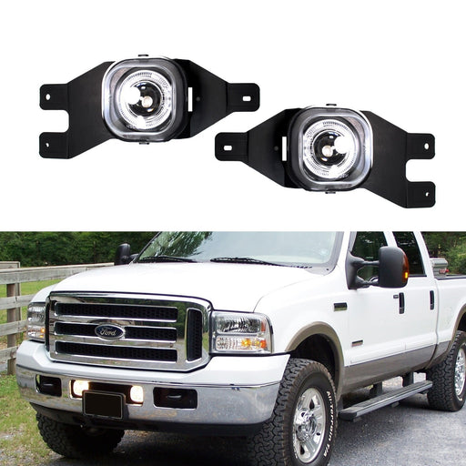 Complete Projector Fog Lights w/LED Halo Ring Bezel For Ford F-Series Super Duty