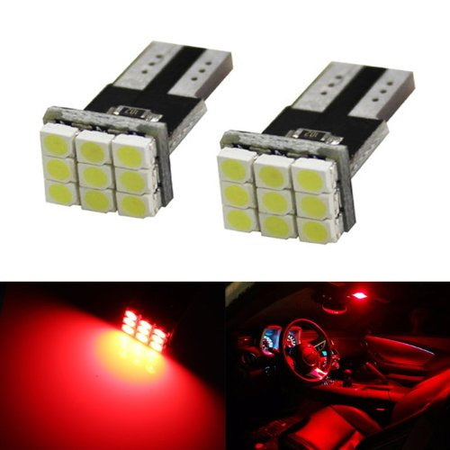Brilliant Red 168 194 2825 T10 Wedge SMD LED Bulbs For Interior Map Dome Lights