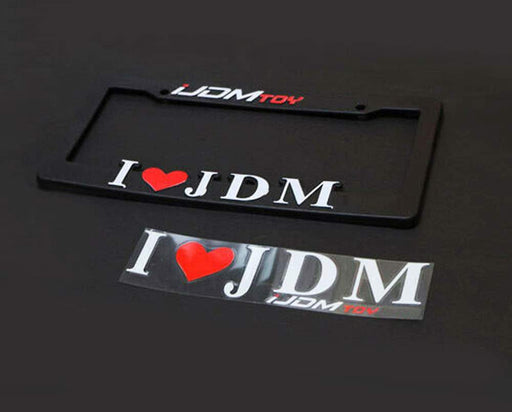 iJDMTOY Gift Set - (2) I Love JDM License Plate Frame, (2) Window/Bumper Decals