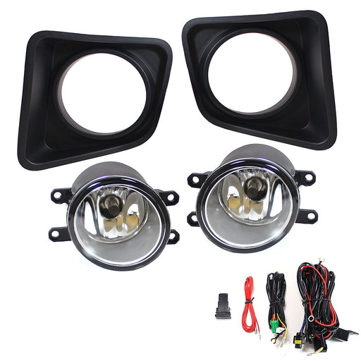 Complete Clear Lens Fog Light Kit w/ Bezel Covers Wiring For 14-21 Toyota Tundra