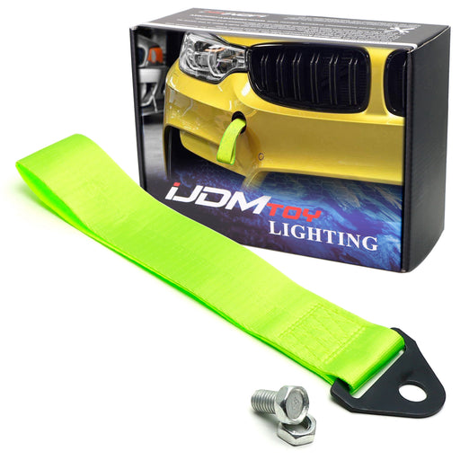 Sporty Lime High Strength Racing Tow Strap For Front Rear Bumper Towing Hook