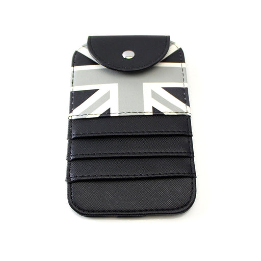 Black/Grey Union Jack UK Flag Style Sun Visor Organizer Holder For Credit Cards