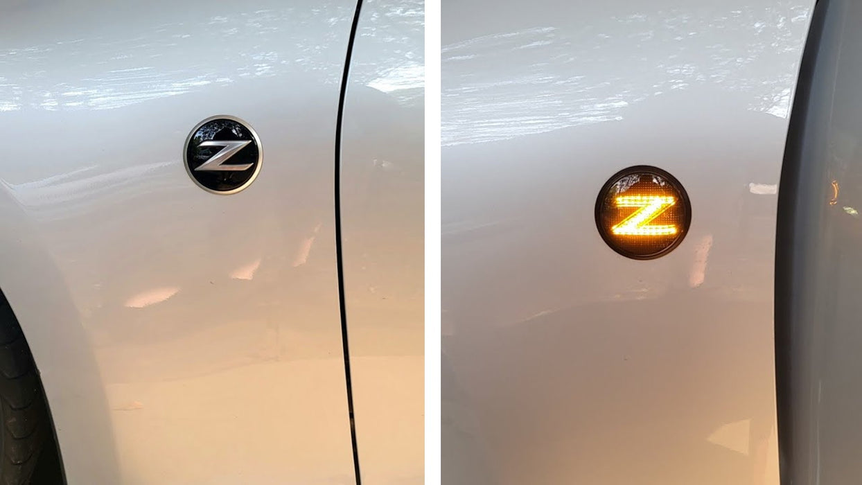 Smoked Z-Letter Illuminated LED Turn Signal Side Marker Lights For Nissan 370Z