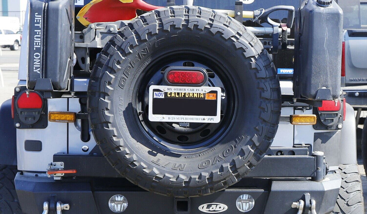 Rear Spare Tire Mount License Plate Relocator Bracket For 07-17 Jeep Wrangler JK