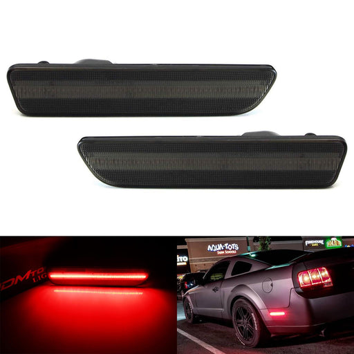 Smoked Lens LED Rear Side Markers w/ 54 Red LED Lights For 2005-09 Ford Mustang