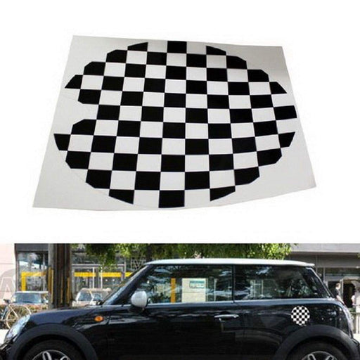 Black/White Checkered Pattern Vinyl Sticker For Mini Cooper Gas Cap Cover