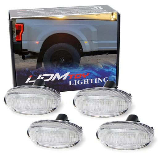 4pc Clear 48-LED Wheel Fender Side Marker Lamps For 11-up F250-F550 Dual Wheel