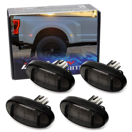 4pc Smoked 48-LED Wheel Fender Side Marker Lamps For 11-up F250-F550 Dual Wheel