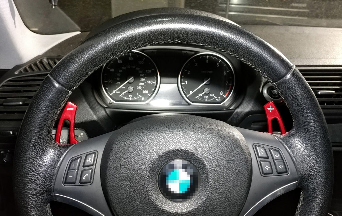 CNC Red Aluminum Steering Wheel Larger Paddle Shifters For BMW Exx M3 M6 X5M X6M