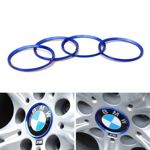 Blue Aluminum Wheel Surrounding Ring Decoration Trims For BMW 68mm Center Caps