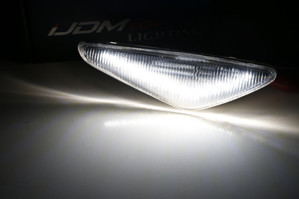 Smoked Lens V-Shape White LED Front Fender Side Marker Lights For BMW X3 X5 X6