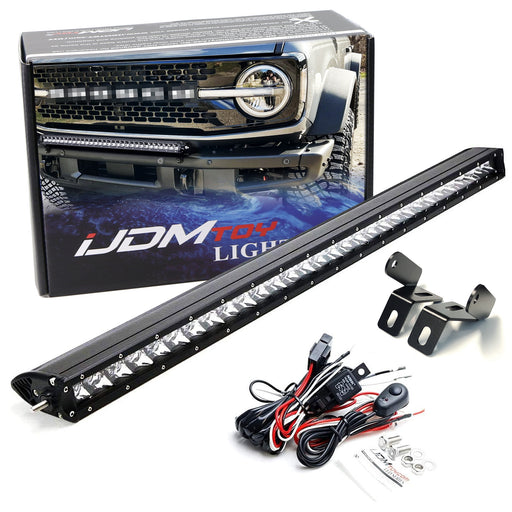 Modular Bumper Mount 30" LED Light Bar Kit w/ Bracket, Relay For 21+ Ford Bronco