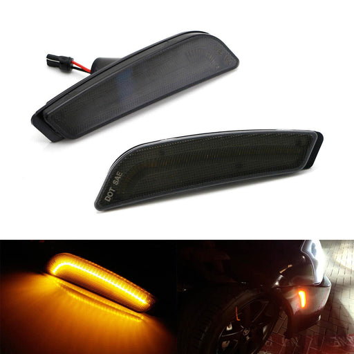 Smoked Lens Amber LED Side Marker Lights Turn Signal Lamp For 03-07 Cadillac CTS